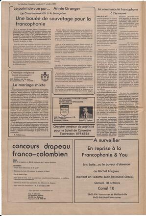 Le Soleil de Colombie, October 17, 1980, page 4