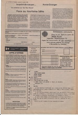 Le Soleil de Colombie, October 3, 1980, page 4