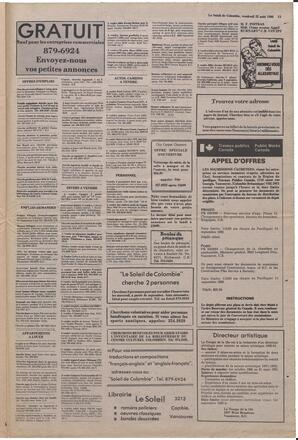 Le Soleil de Colombie, August 22, 1980, page 15