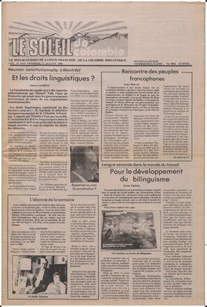 Le Soleil de Colombie, July 11, 1980, page 1