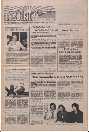 Le Soleil de Colombie, June 13, 1980, page 1