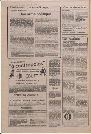 Le Soleil de Colombie, May 30, 1980, page 4