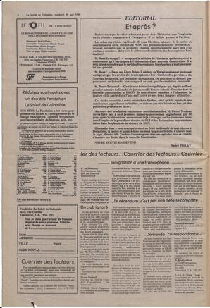 Le Soleil de Colombie, May 30, 1980, page 2