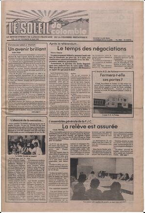 Le Soleil de Colombie, May 30, 1980, page 1
