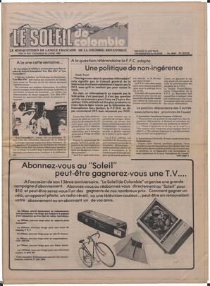 Le Soleil de Colombie, April 25, 1980, page 1