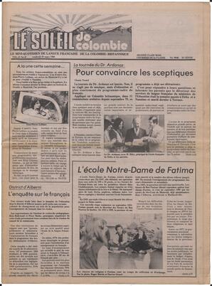 Le Soleil de Colombie, March 28, 1980, page 1