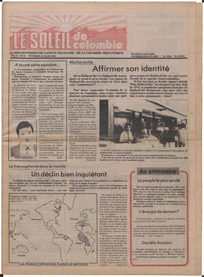 Le Soleil de Colombie, March 21, 1980, page 1