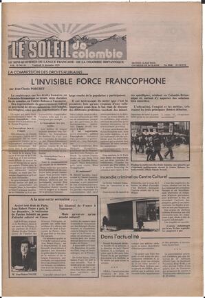 Le Soleil de Colombie, December 14, 1979, page 1