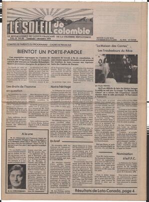 Le Soleil de Colombie, December 7, 1979, page 1