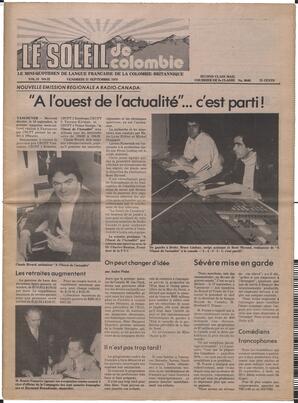 Le Soleil de Colombie, September 21, 1979, page 1
