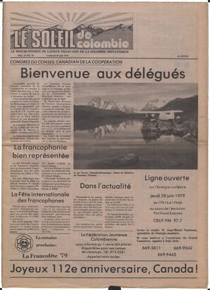 Le Soleil de Colombie, June 22, 1979, page 1