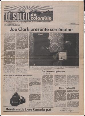 Le Soleil de Colombie, June 8, 1979, page 1
