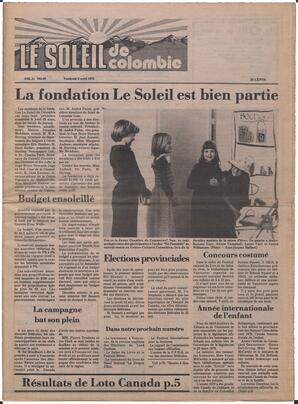 Le Soleil de Colombie, April 6, 1979, page 1