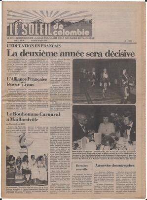 Le Soleil de Colombie, March 16, 1979, page 1