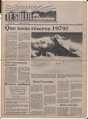 Le Soleil de Colombie, January 12, 1979, page 1