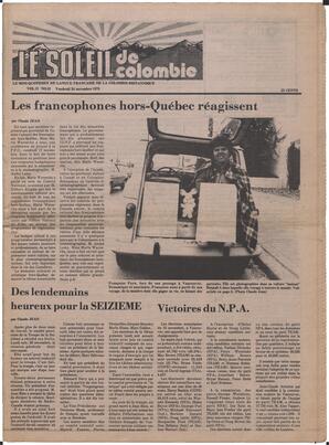 Le Soleil de Colombie, November 24, 1978, page 1