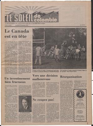 Le Soleil de Colombie, September 29, 1978, page 1