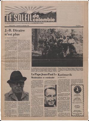 Le Soleil de Colombie, September 1, 1978, page 1