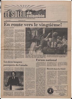 Le Soleil de Colombie, May 5, 1978, page 1