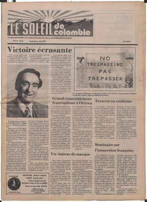 Le Soleil de Colombie, April 21, 1978, page 1