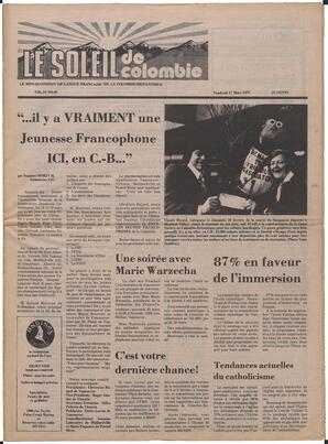 Le Soleil de Colombie, March 17, 1978, page 1