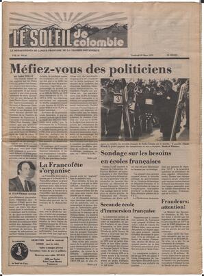 Le Soleil de Colombie, March 10, 1978, page 1