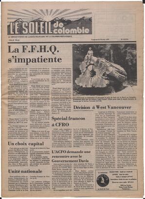 Le Soleil de Colombie, February 24, 1978, page 1
