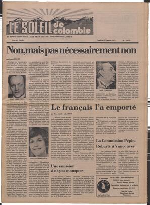 Le Soleil de Colombie, January 27, 1978, page 1