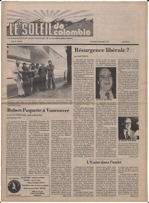 Le Soleil de Colombie, December 9, 1977, page 1