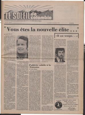 Le Soleil de Colombie, November 4, 1977, page 1
