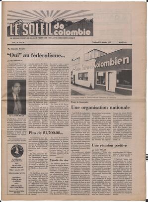 Le Soleil de Colombie, October 21, 1977, page 1