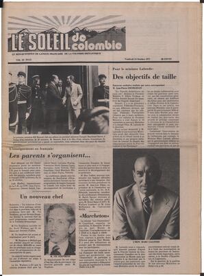 Le Soleil de Colombie, October 14, 1977, page 1