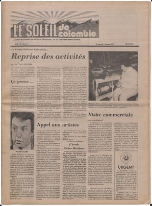 Le Soleil de Colombie, October 7, 1977, page 1