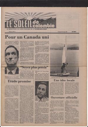 Le Soleil de Colombie, June 10, 1977, page 1