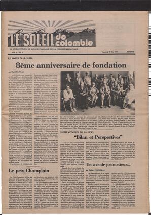 Le Soleil de Colombie, May 20, 1977, page 1