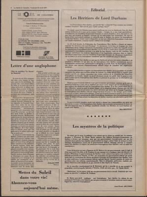 Le Soleil de Colombie, April 22, 1977, page 2