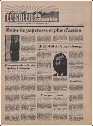Le Soleil de Colombie, March 25, 1977, page 1
