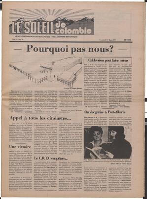 Le Soleil de Colombie, March 11, 1977, page 1