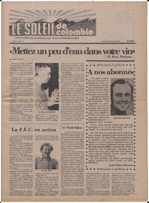 Le Soleil de Colombie, February 18, 1977, page 1