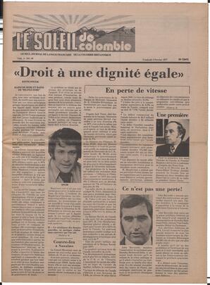 Le Soleil de Colombie, February 4, 1977, page 1