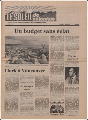 Le Soleil de Colombie, January 28, 1977, page 1