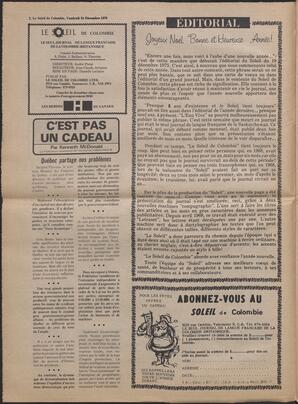 Le Soleil de Colombie, December 24, 1976, page 2
