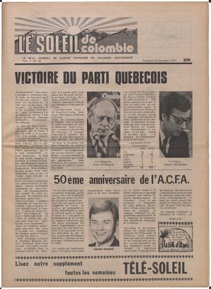 Le Soleil de Colombie, November 19, 1976, page 1