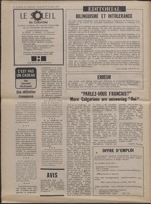Le Soleil de Colombie, October 29, 1976, page 2
