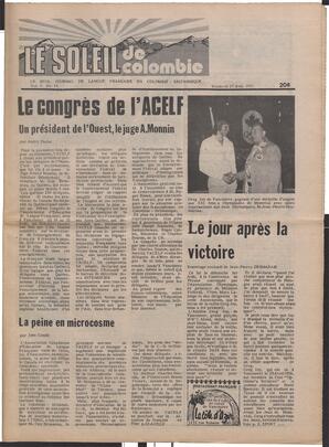 Le Soleil de Colombie, August 27, 1976, page 1