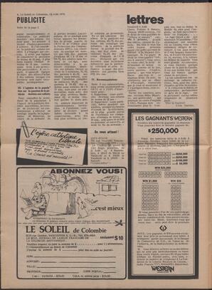 Le Soleil de Colombie, August 13, 1976, page 4