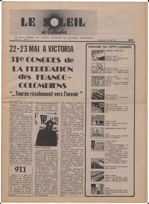Le Soleil de Colombie, May 21, 1976, page 1