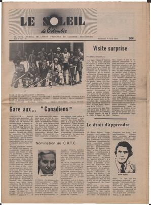 Le Soleil de Colombie, April 9, 1976, page 1