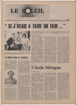 Le Soleil de Colombie, March 26, 1976, page 1