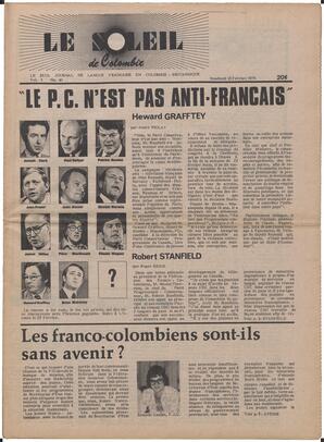 Le Soleil de Colombie, February 13, 1976, page 1